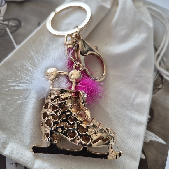 Pink and Gold Ice Skate Keychain - Picture 4 of 10